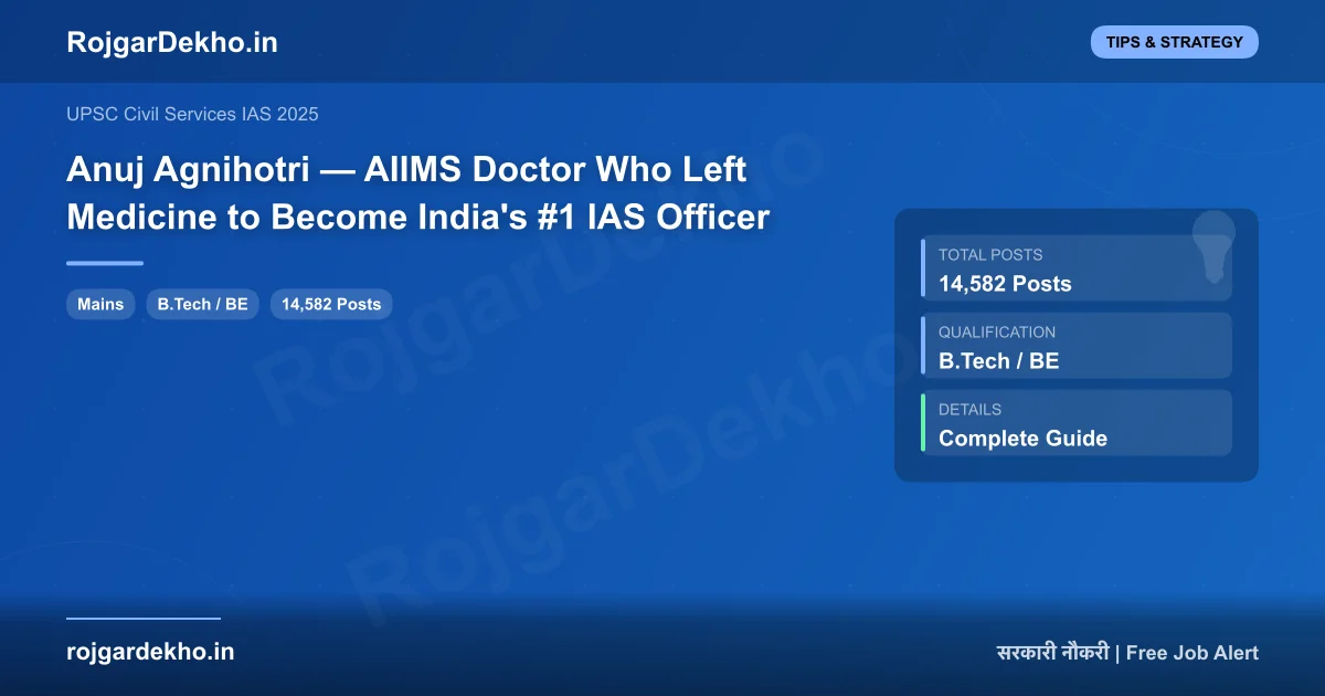 Anuj Agnihotri — AIIMS Doctor Who Left Medicine to Become India's #1 IAS Officer - Tips | RojgarDekho