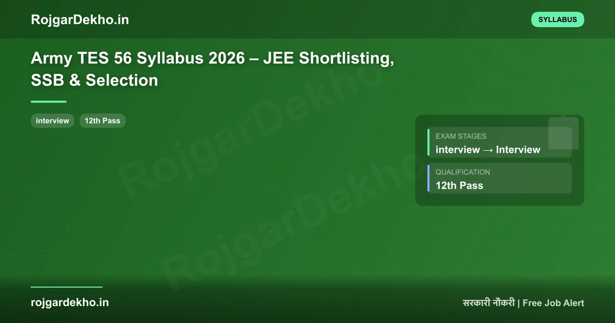 Army TES 56 Syllabus 2026 – JEE Shortlisting, SSB & Selection - Syllabus | RojgarDekho