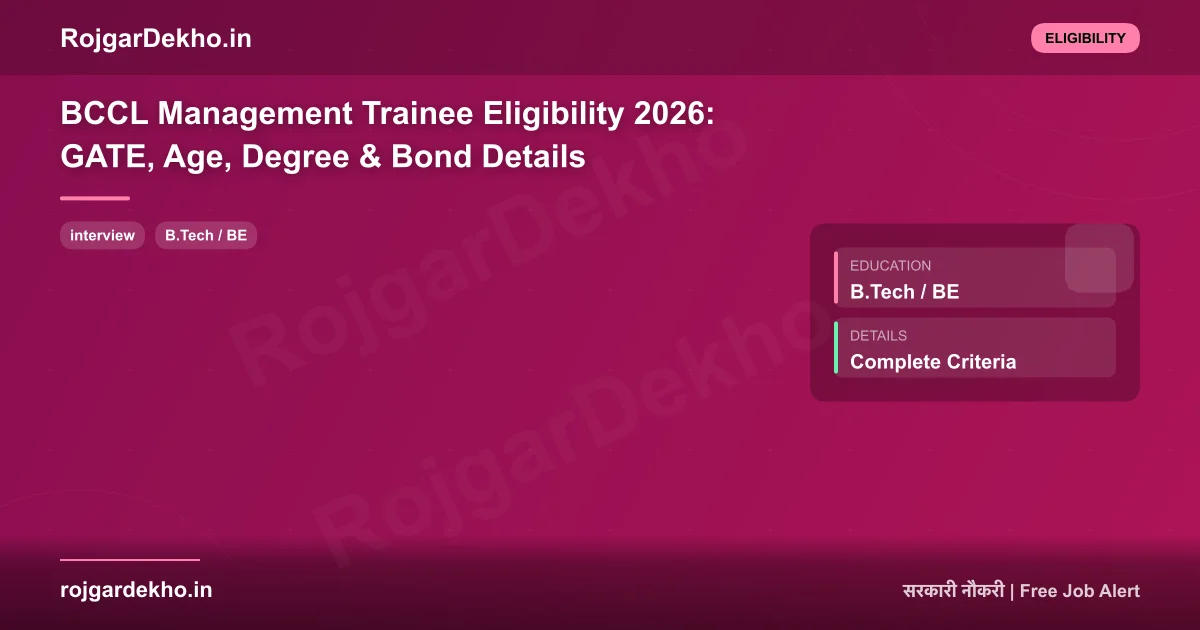 BCCL Management Trainee Eligibility 2026: GATE, Age, Degree & Bond Details - Eligibility | RojgarDekho