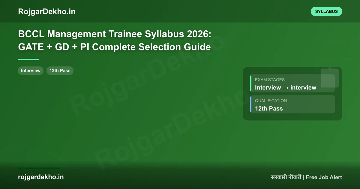 BCCL Management Trainee Syllabus 2026: GATE + GD + PI Complete Selection Guide - Syllabus | RojgarDekho