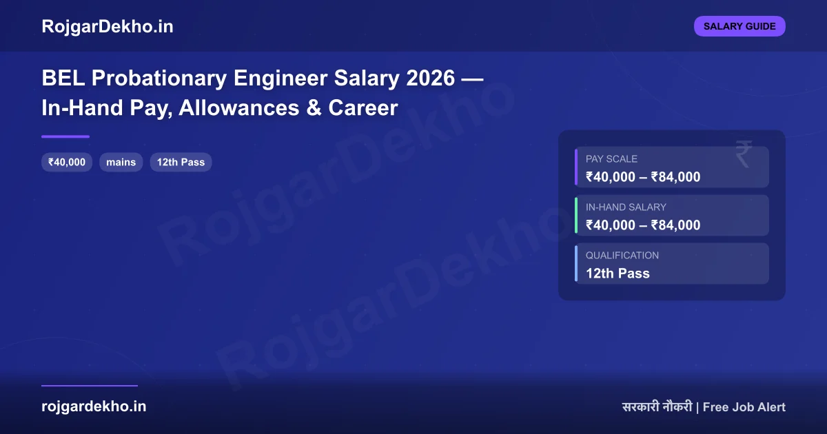 BEL Probationary Engineer Salary 2026 — In-Hand Pay, Allowances & Career - Salary | RojgarDekho