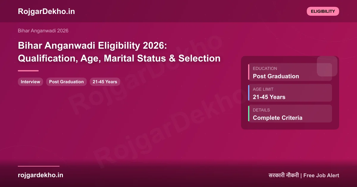 Bihar Anganwadi Eligibility 2026: Qualification, Age, Marital Status & Selection - Eligibility | RojgarDekho