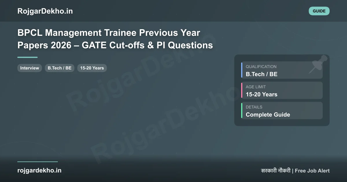 BPCL Management Trainee Previous Year Papers 2026 – GATE Cut-offs & PI Questions - Other | RojgarDekho