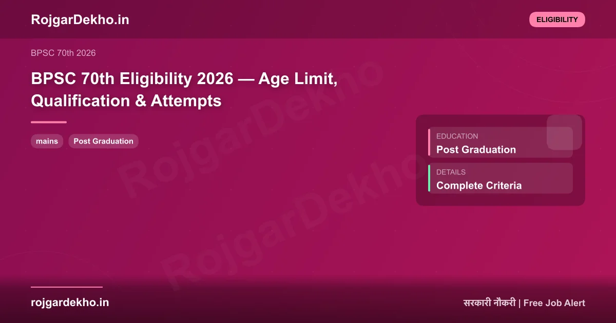 BPSC 70th Eligibility 2026 — Age Limit, Qualification & Attempts - Eligibility | RojgarDekho