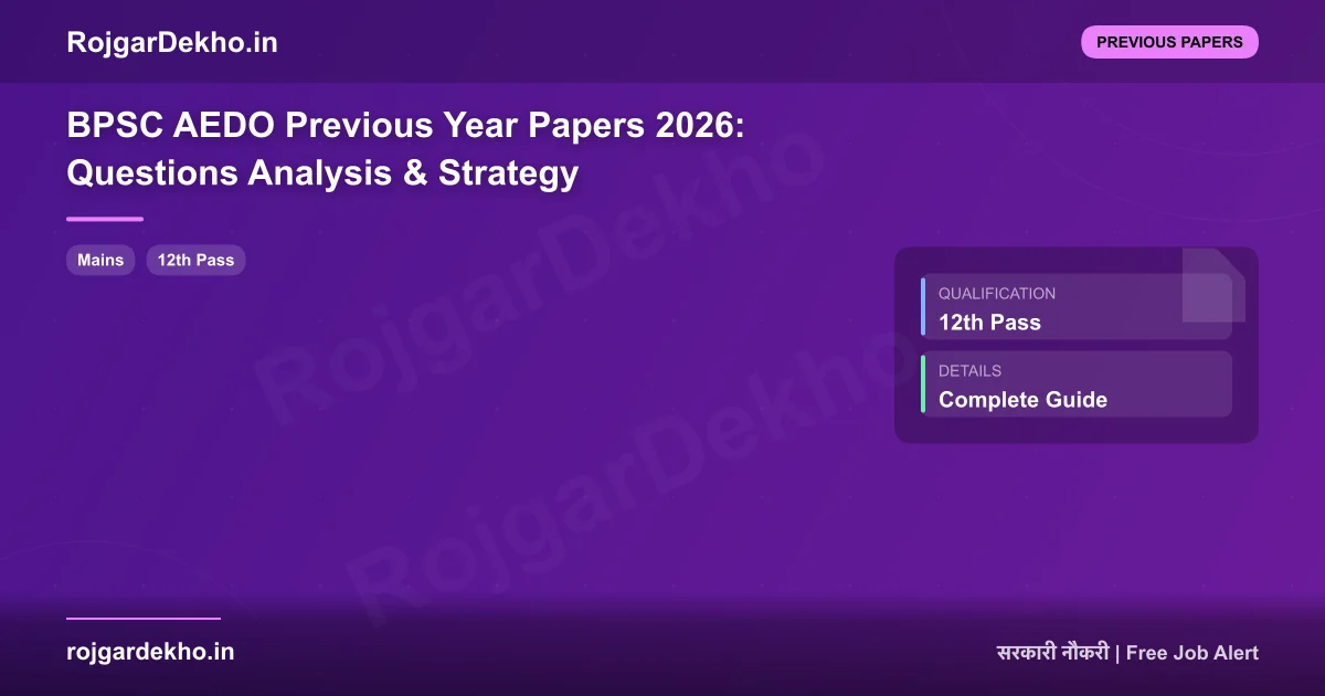 BPSC AEDO Previous Year Papers 2026: Questions Analysis & Strategy - Previous Papers | RojgarDekho