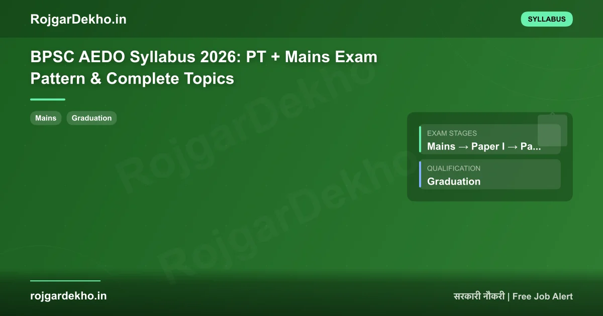 BPSC AEDO Syllabus 2026: PT + Mains Exam Pattern & Complete Topics - Syllabus | RojgarDekho