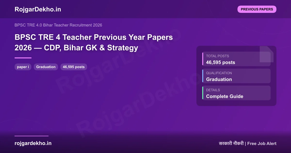BPSC TRE 4 Teacher Previous Year Papers 2026 — CDP, Bihar GK & Strategy - Previous Papers | RojgarDekho