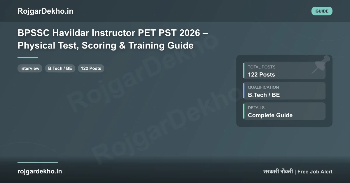 BPSSC Havildar Instructor PET PST 2026 – Physical Test, Scoring & Training Guide - Exam | RojgarDekho