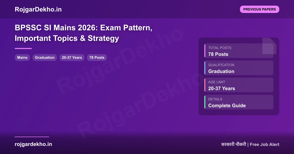 BPSSC SI Mains 2026: Exam Pattern, Important Topics & Strategy - Previous Papers | RojgarDekho