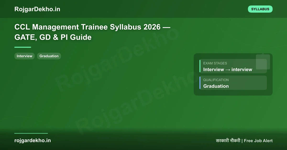 CCL Management Trainee Syllabus 2026 — GATE, GD & PI Guide - Syllabus | RojgarDekho