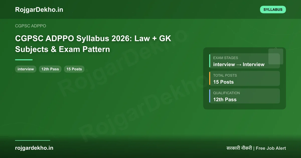 CGPSC ADPPO Syllabus 2026: Law + GK Subjects & Exam Pattern - Syllabus | RojgarDekho
