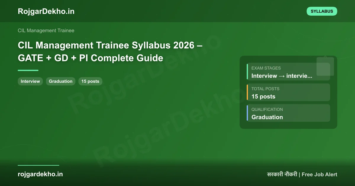 CIL Management Trainee Syllabus 2026 – GATE + GD + PI Complete Guide - Syllabus | RojgarDekho