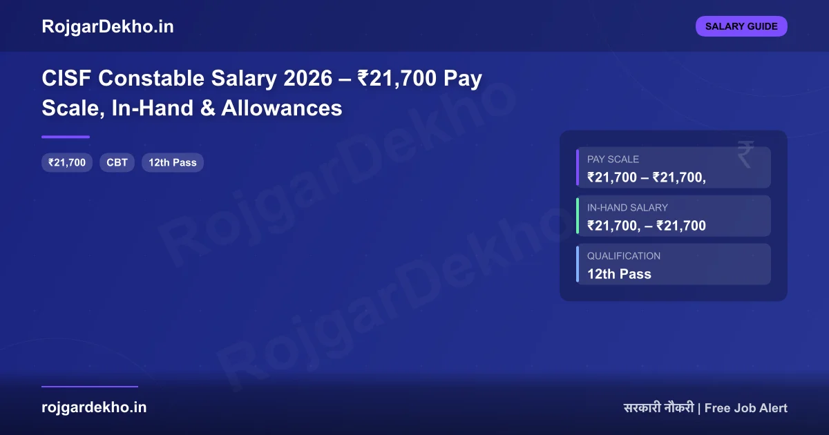 CISF Constable Salary 2026 – ₹21,700 Pay Scale, In-Hand & Allowances - Salary | RojgarDekho