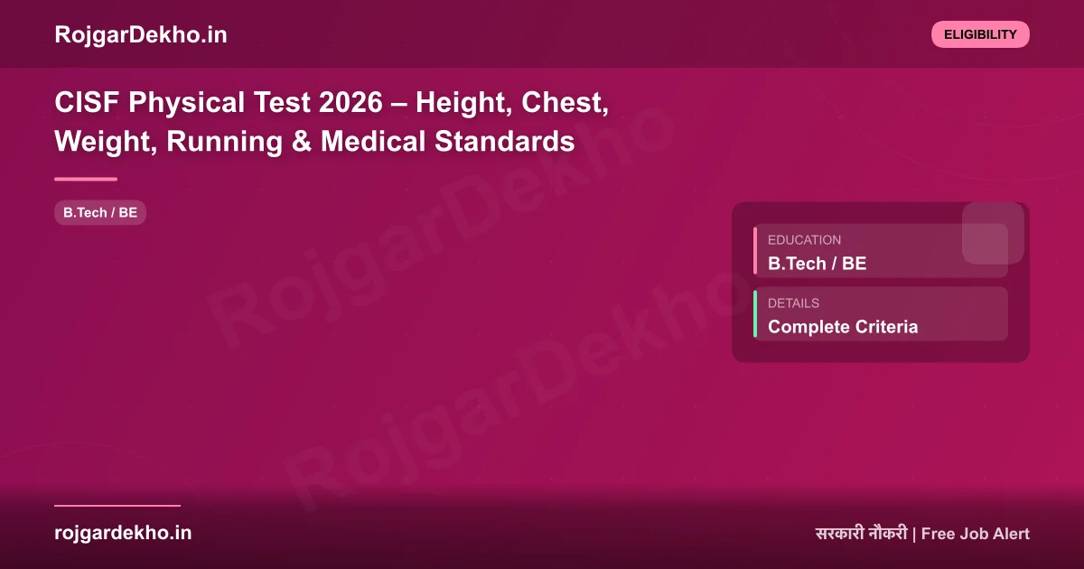 CISF Physical Test 2026 – Height, Chest, Weight, Running & Medical Standards - Eligibility | RojgarDekho