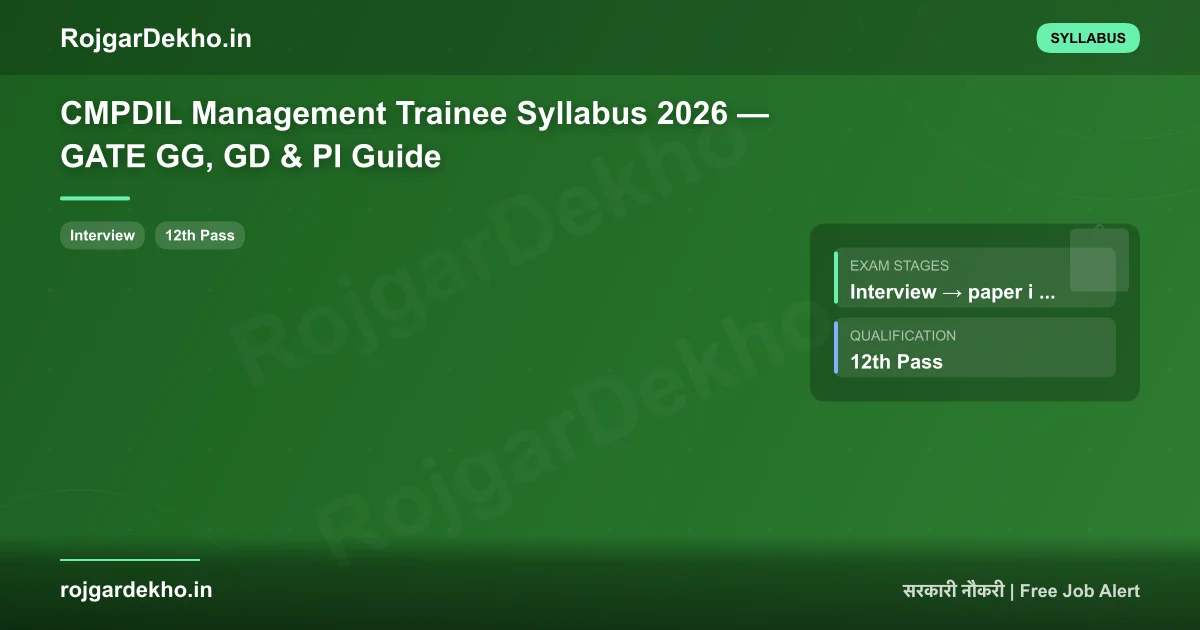 CMPDIL Management Trainee Syllabus 2026 — GATE GG, GD & PI Guide - Syllabus | RojgarDekho