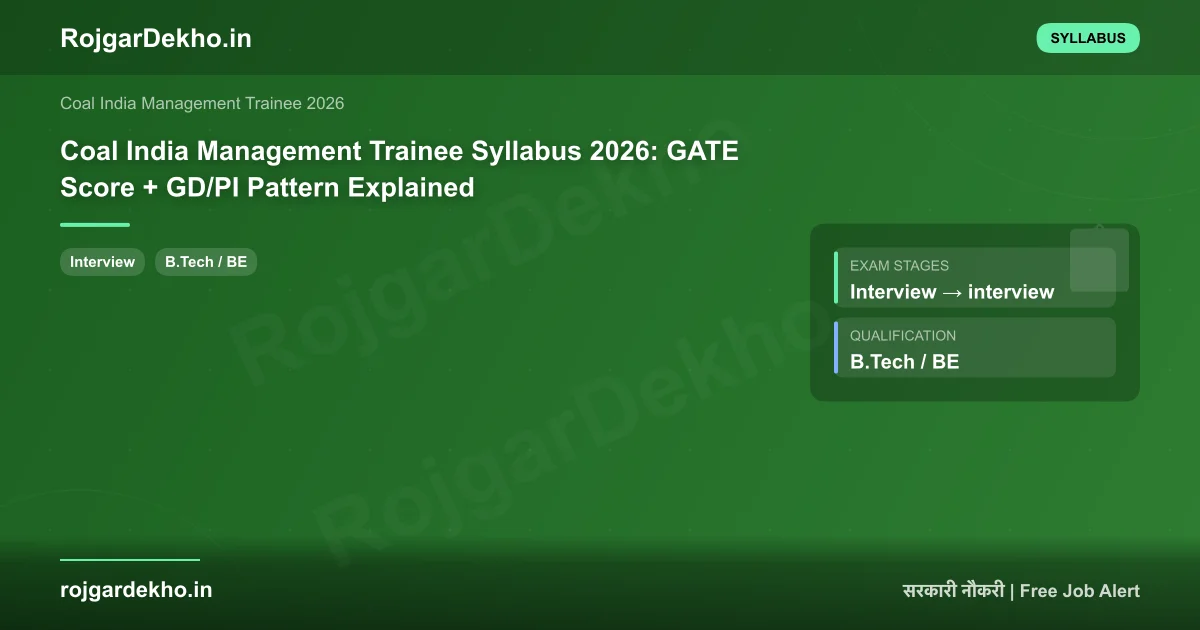 Coal India Management Trainee Syllabus 2026: GATE Score + GD/PI Pattern Explained - Syllabus | RojgarDekho