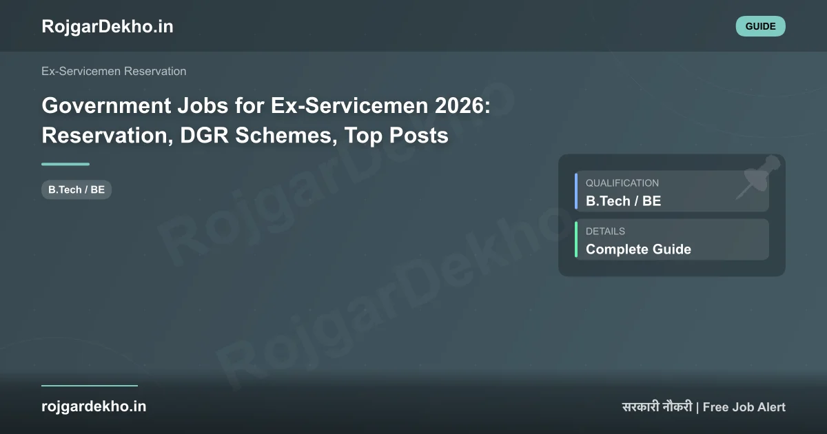 Government Jobs for Ex-Servicemen 2026: Reservation, DGR Schemes, Top Posts - Other | RojgarDekho