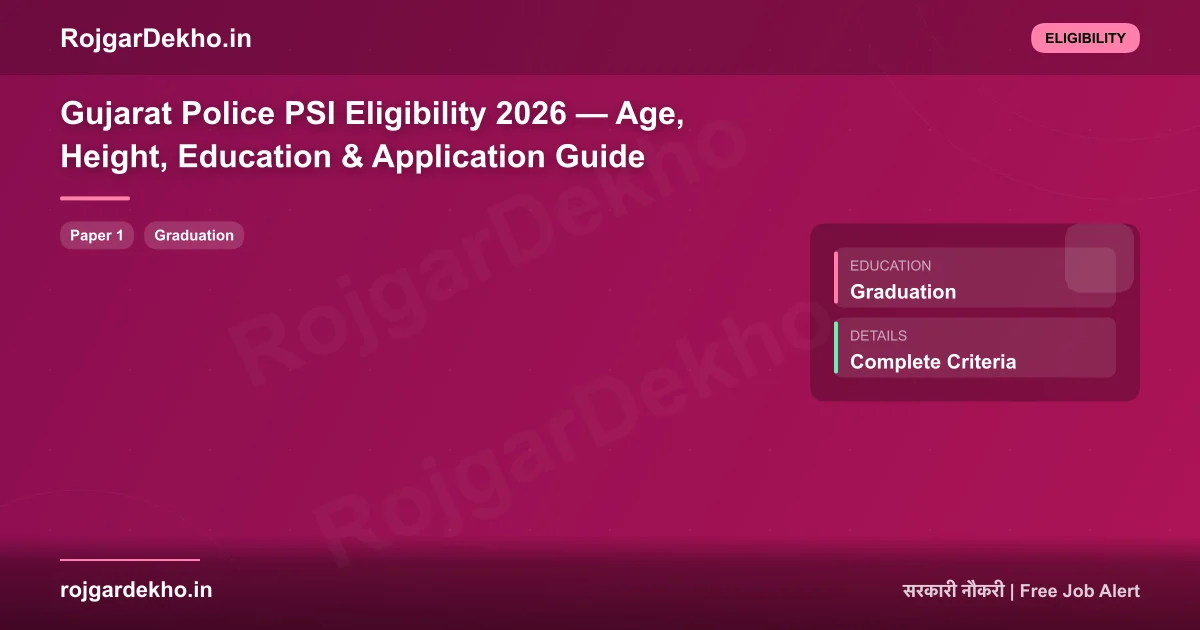 Gujarat Police PSI Eligibility 2026 — Age, Height, Education & Application Guide - Eligibility | RojgarDekho
