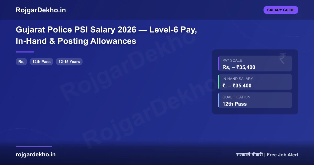 Gujarat Police PSI Salary 2026 — Level-6 Pay, In-Hand & Posting Allowances - Salary | RojgarDekho