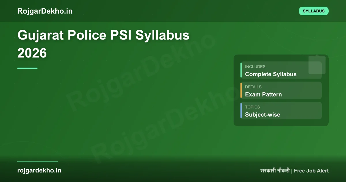 Gujarat Police PSI Syllabus 2026 — Paper 1 + Paper 2 Exam Pattern & Preparation Guide - Syllabus | RojgarDekho