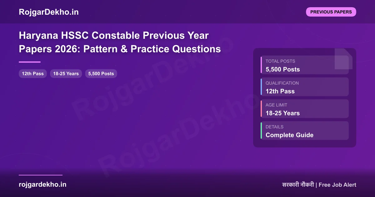 Haryana HSSC Constable Previous Year Papers 2026: Pattern & Practice Questions - Previous Papers | RojgarDekho