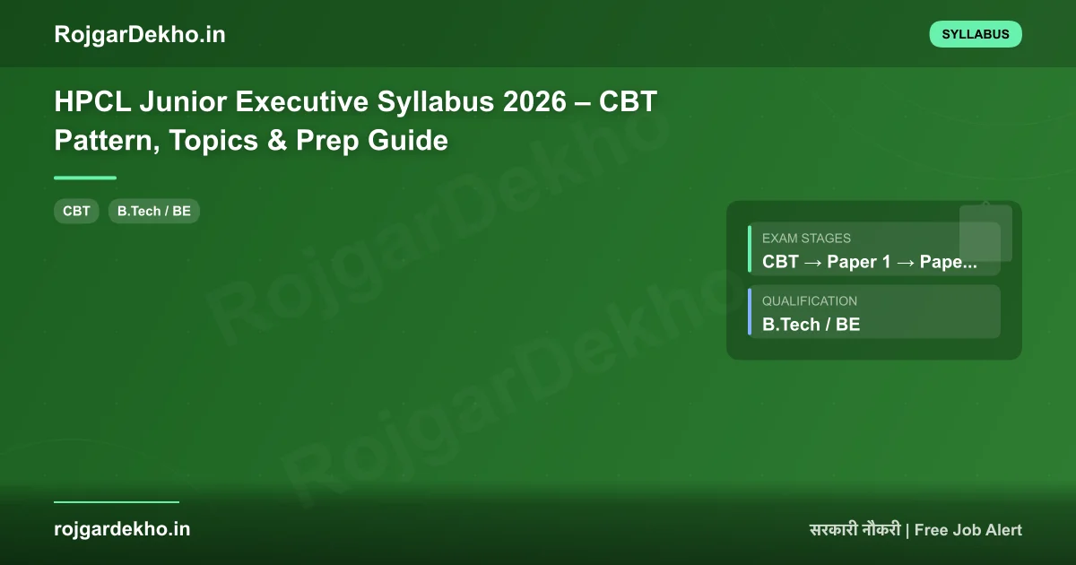 HPCL Junior Executive Syllabus 2026 – CBT Pattern, Topics & Prep Guide - Syllabus | RojgarDekho