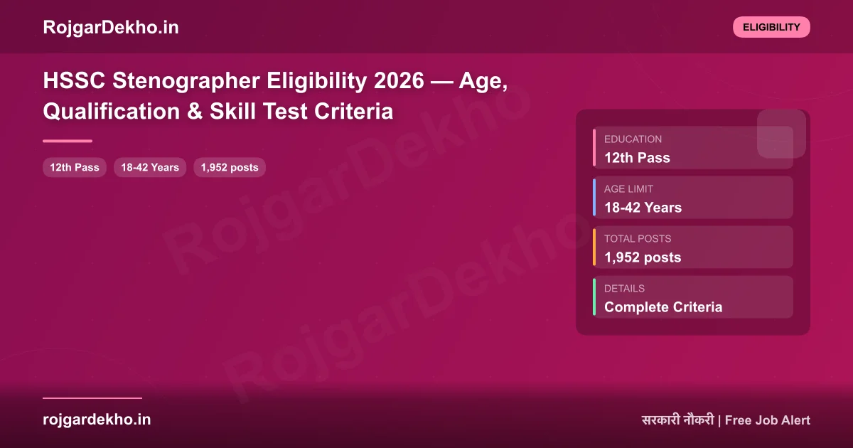 HSSC Stenographer Eligibility 2026 — Age, Qualification & Skill Test Criteria - Eligibility | RojgarDekho