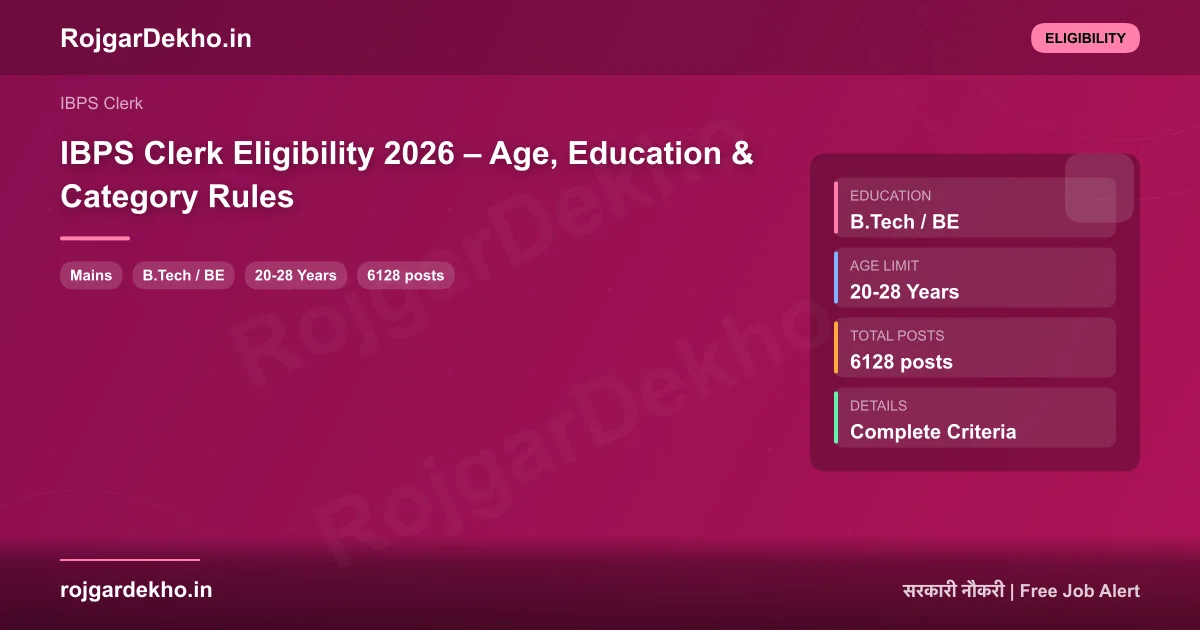 IBPS Clerk Eligibility 2026 – Age, Education & Category Rules - Eligibility | RojgarDekho