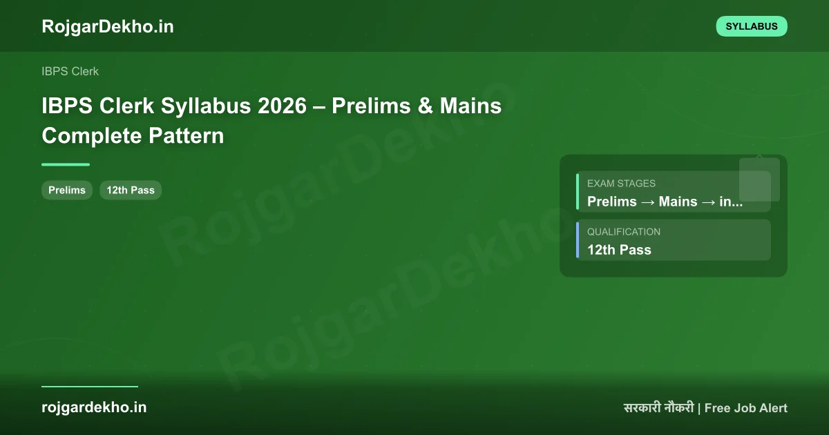 IBPS Clerk Syllabus 2026 – Prelims & Mains Complete Pattern - Syllabus | RojgarDekho