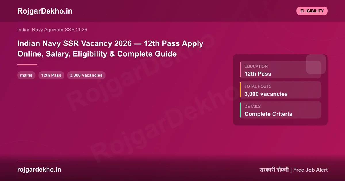 Indian Navy SSR Vacancy 2026 — 12th Pass Apply Online, Salary, Eligibility & Complete Guide - Eligibility | RojgarDekho