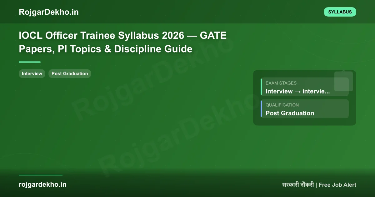 IOCL Officer Trainee Syllabus 2026 — GATE Papers, PI Topics & Discipline Guide - Syllabus | RojgarDekho