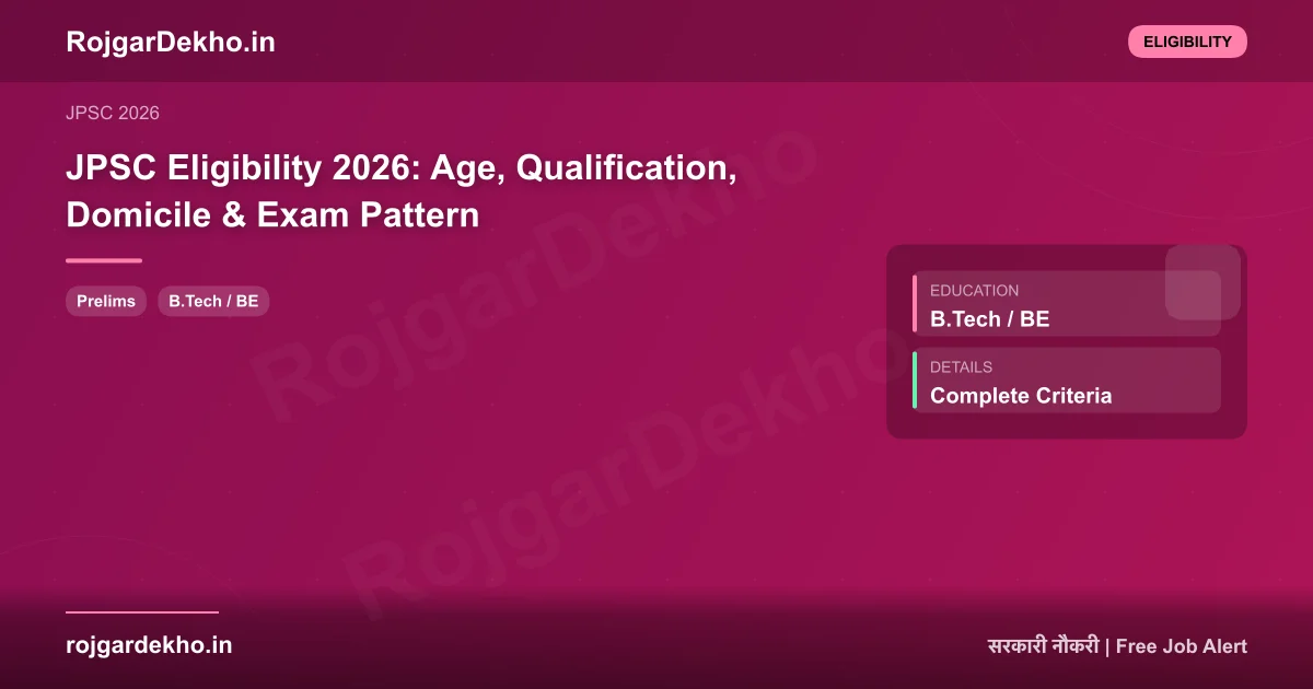 JPSC Eligibility 2026: Age, Qualification, Domicile & Exam Pattern - Eligibility | RojgarDekho