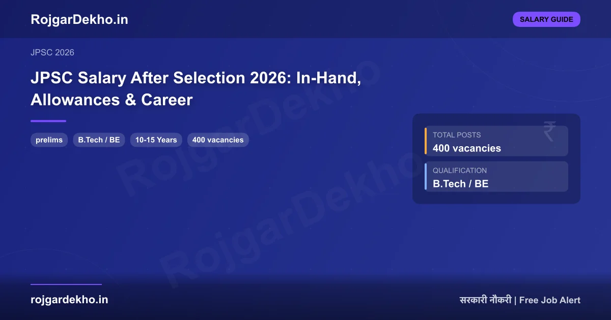 JPSC Salary After Selection 2026: In-Hand, Allowances & Career - Salary | RojgarDekho