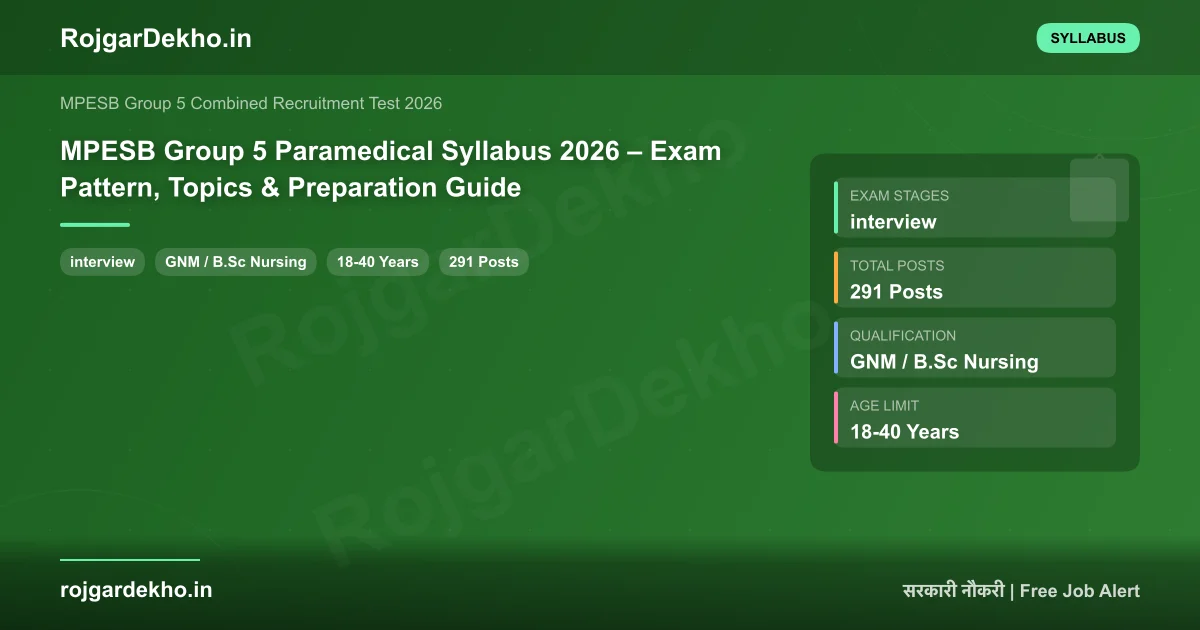 MPESB Group 5 Paramedical Syllabus 2026 – Exam Pattern, Topics & Preparation Guide - Syllabus | RojgarDekho