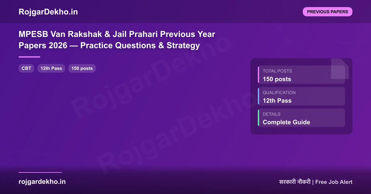 MPESB Van Rakshak & Jail Prahari Previous Year Papers 2026 — Practice Questions & Strategy - Previous Papers | RojgarDekho