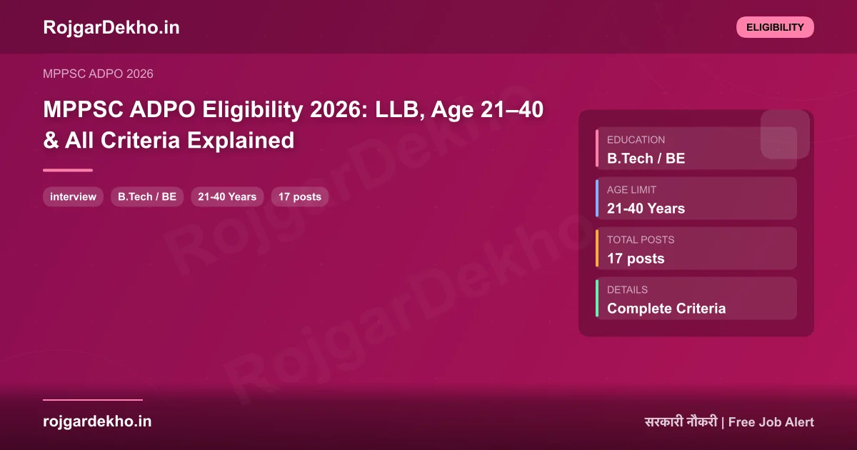 MPPSC ADPO Eligibility 2026: LLB, Age 21–40 & All Criteria Explained - Eligibility | RojgarDekho