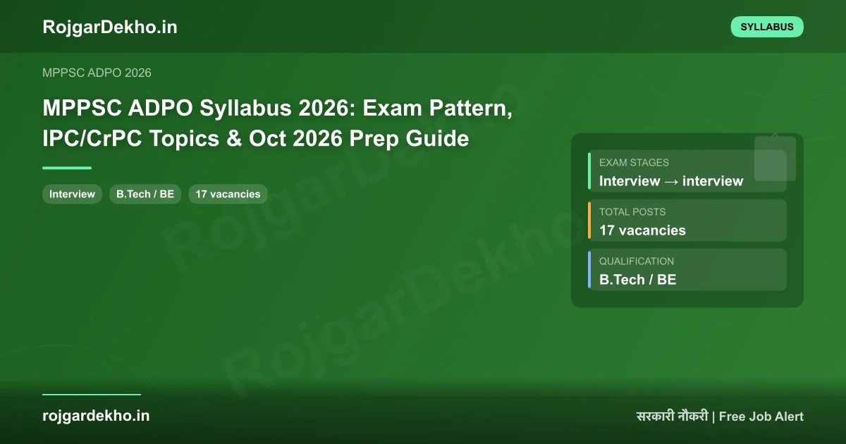MPPSC ADPO Syllabus 2026: Exam Pattern, IPC/CrPC Topics & Oct 2026 Prep Guide - Syllabus | RojgarDekho