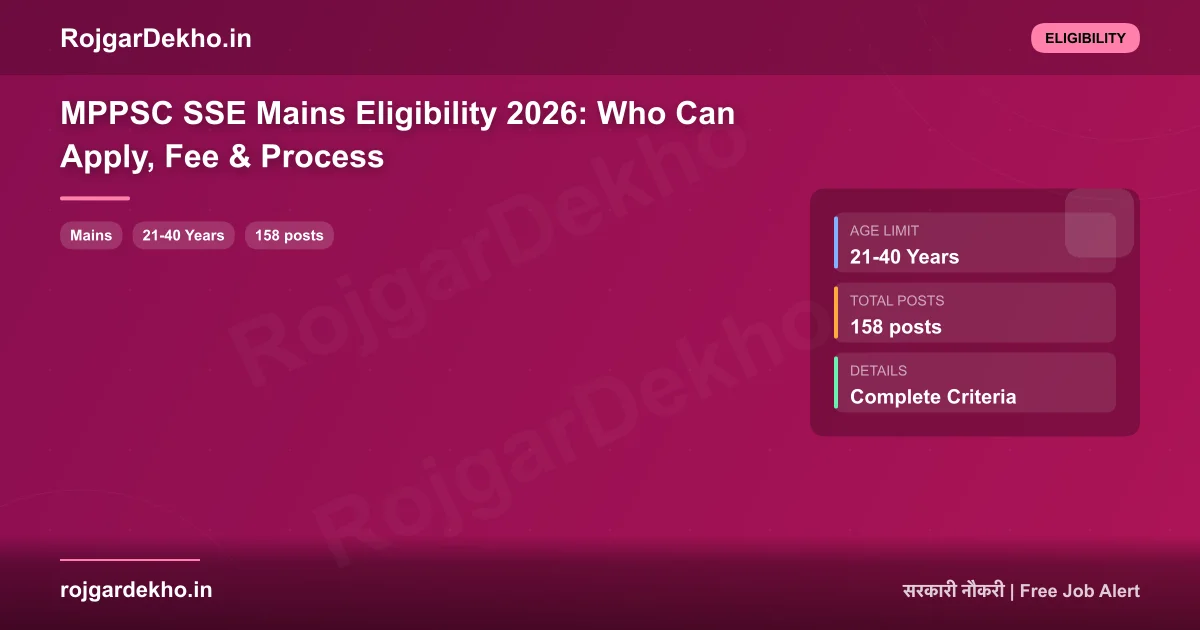 MPPSC SSE Mains Eligibility 2026: Who Can Apply, Fee & Process - Eligibility | RojgarDekho