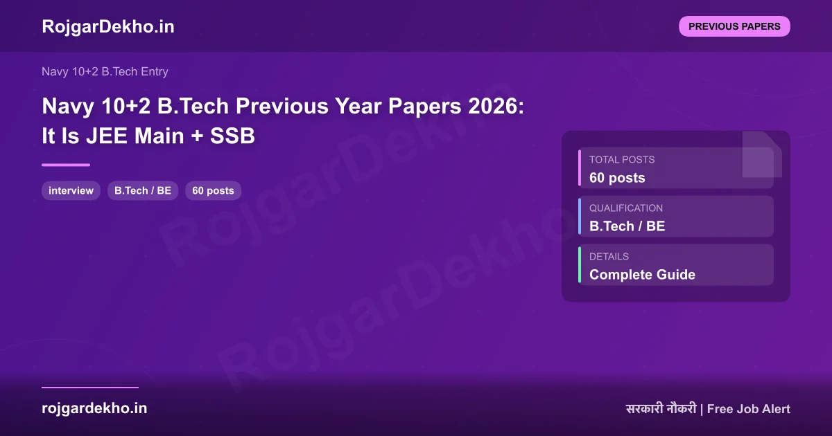Navy 10+2 B.Tech Previous Year Papers 2026: It Is JEE Main + SSB - Previous Papers | RojgarDekho