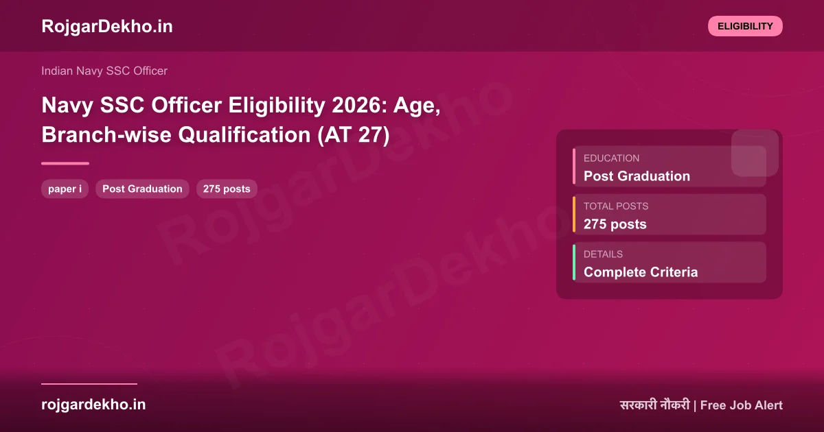 Navy SSC Officer Eligibility 2026: Age, Branch-wise Qualification (AT 27) - Eligibility | RojgarDekho