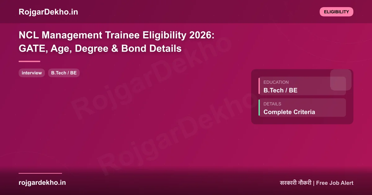 NCL Management Trainee Eligibility 2026: GATE, Age, Degree & Bond Details - Eligibility | RojgarDekho