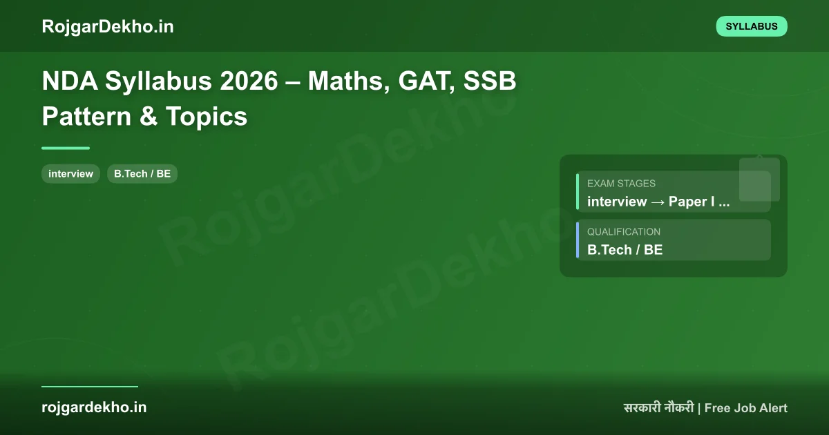 NDA Syllabus 2026 – Maths, GAT, SSB Pattern & Topics - Syllabus | RojgarDekho