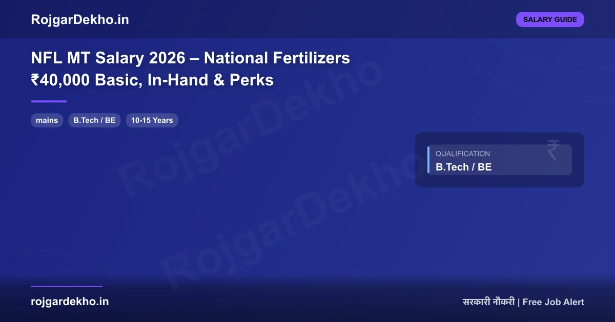 NFL MT Salary 2026 – National Fertilizers ₹40,000 Basic, In-Hand & Perks - Salary | RojgarDekho