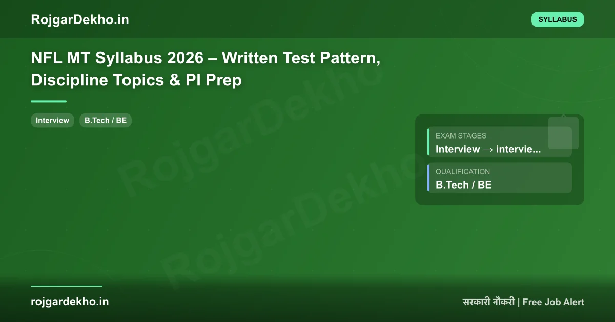 NFL MT Syllabus 2026 – Written Test Pattern, Discipline Topics & PI Prep - Syllabus | RojgarDekho