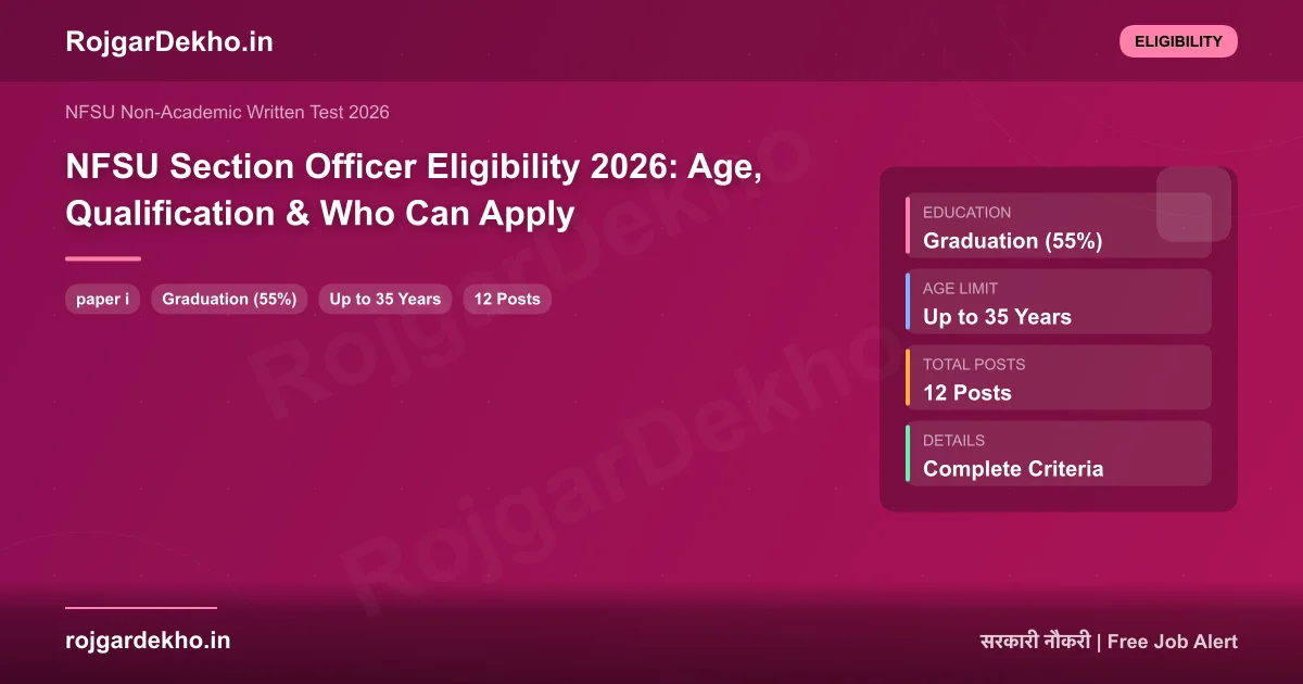 NFSU Section Officer Eligibility 2026: Age, Qualification & Who Can Apply - Eligibility | RojgarDekho