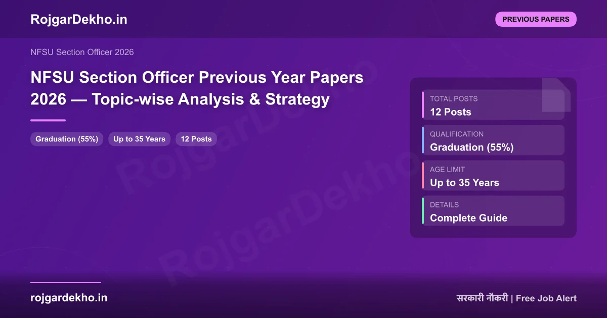 NFSU Section Officer Previous Year Papers 2026 — Topic-wise Analysis & Strategy - Previous Papers | RojgarDekho