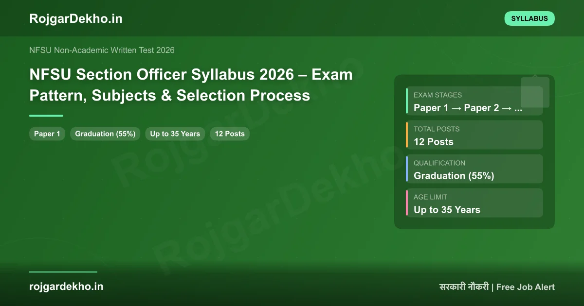 NFSU Section Officer Syllabus 2026 – Exam Pattern, Subjects & Selection Process - Syllabus | RojgarDekho