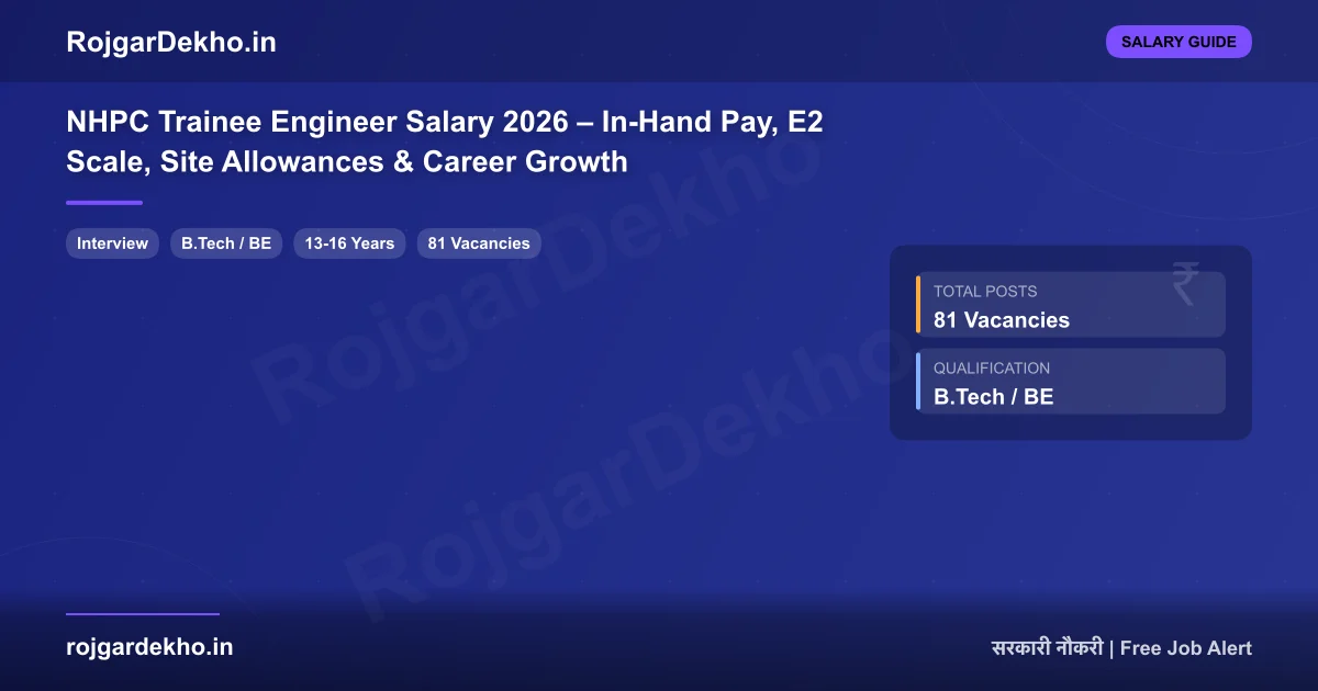 NHPC Trainee Engineer Salary 2026 – In-Hand Pay, E2 Scale, Site Allowances & Career Growth - Salary | RojgarDekho