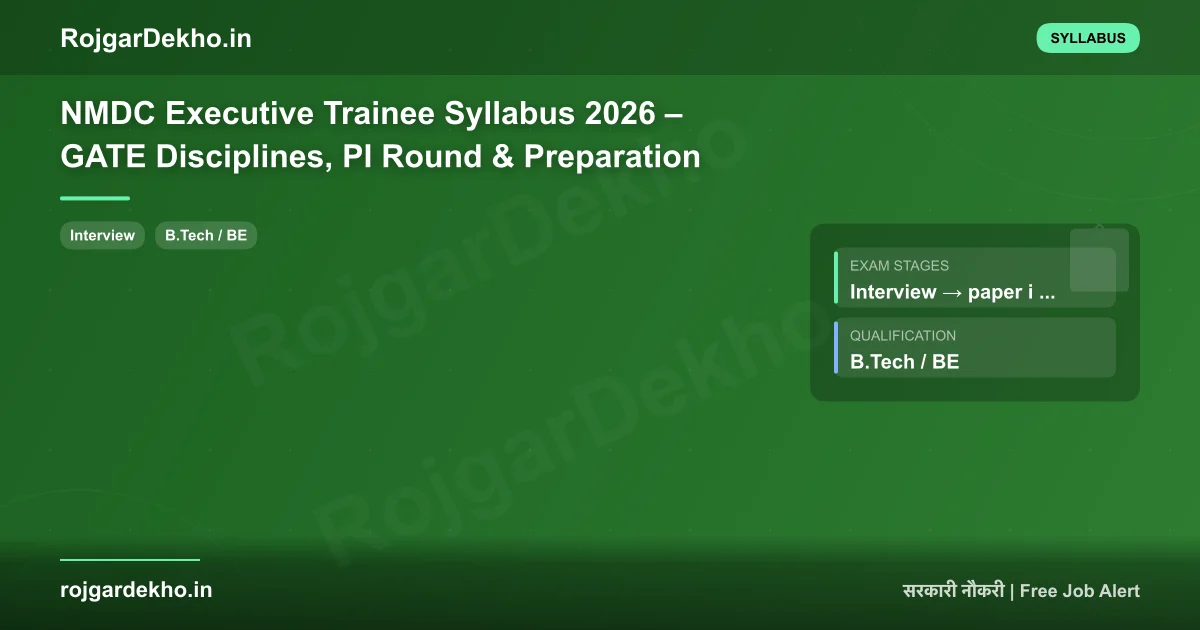 NMDC Executive Trainee Syllabus 2026 – GATE Disciplines, PI Round & Preparation - Syllabus | RojgarDekho