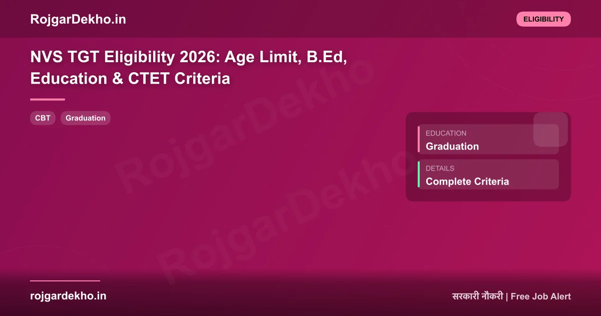 NVS TGT Eligibility 2026: Age Limit, B.Ed, Education & CTET Criteria - Eligibility | RojgarDekho